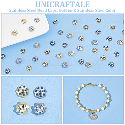 304ステンレススチールビーズキャップ  ゴールデン·ステンレス鋼色  6x1mm  穴：1mm  120個/カラー  2色  240pc&nbsp;STAS-UN0007-53
