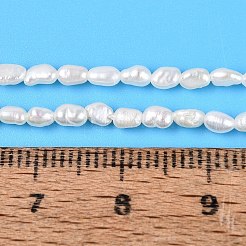 天然養殖淡水パールビーズ連売り  研磨両側  乳白色  2.5~4.5x2~3x1.5~2.5mm  穴：0.5mm  約92~96個/連  13.98~14.37インチ（35.5~36.5cm）&nbsp;PEAR-N014-02B