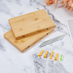 木製商品棚  プラスチックのパーツのある鉄ネジ  棚板  長方形  バリーウッド  20x15x2cm&nbsp;WOOD-WH0427-17