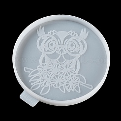 Flat Round with Owl & Flower DIY Cup Mat Silicone Molds&nbsp;SIL-F007-06B