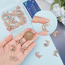 30Pcs 5 Colors Moon Alloy Enamel Connector Charms&nbsp;ENAM-SC0004-23