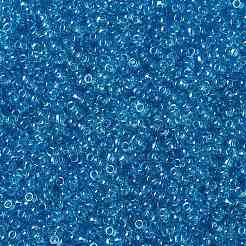 MIYUKIラウンドロカイユビーズ  日本製シードビーズ  8/0  （rr1880)透明ブルーグレーゴールド光沢  3mm  穴：1mm  約2111~2277個/50g&nbsp;SEED-X0055-RR1880