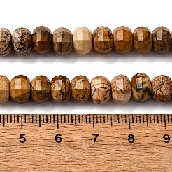 天然石ピクチャージャスパービーズ連売り  多面カット  カボチャ  8x5mm  穴：1mm  約70~72個/連  14.17''~15.16''（36~38.5センチメートル）&nbsp;G-P587-D12-02