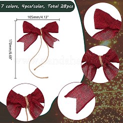 28Pcs 7 Colors Burlap Bowknot Ornament Accessories&nbsp;HJEW-AR00010