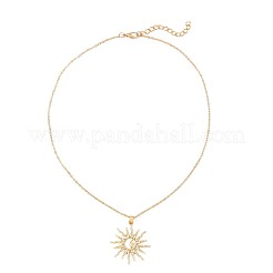 亜鉛合金クリスタルラインストーンとアクリル製の太陽と月と星のペンダントネックレス（女性用）  ゴールドカラー  16.30インチ（41.4cm）&nbsp;FS-WG18C50-01