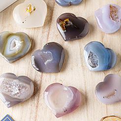 Natural Druzy Agate Heart Love Stones&nbsp;G-PW0004-09