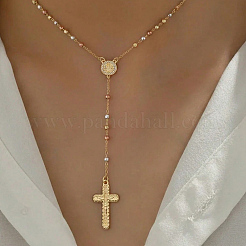 Vintage 304 Stainless Steel Round Rosary Bead Necklaces&nbsp;VJ4936-2