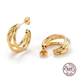 スターリングシルバーハーフフープピアス925個  スプリットのピアス  耳ナッツ  ゴールドカラー  20.5x9.5mm  ピン：0.6mm&nbsp;EJEW-H110-16G