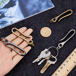 チベットスタイルの合金フック留め具4個2色  丸カン付き  キーホルダー作り  ミックスカラー  59.5x15x8mm  穴：13mm  2個/カラー&nbsp;FIND-CP0001-70