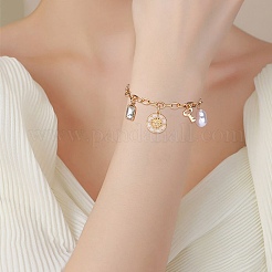 Imitation Pearl & Sun & Skeleton Key Charm Bracelet with Cable Chains&nbsp;JB782A
