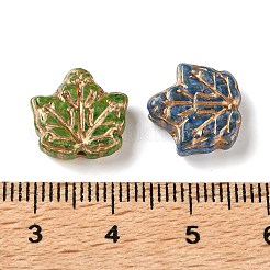 手作りランプワークビーズ  カエデの葉  ゴールドライン入り  ミックスカラー  12.5x13x4mm  穴：1mm&nbsp;LA-CBA4A8C-05