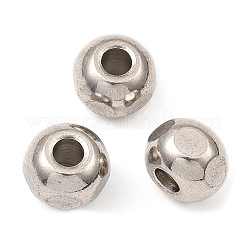 変色しない304ステンレススチールヨーロピアンビーズ  大穴ビーズ  ロンデル  ステンレス鋼色  10x8mm  穴：4mm&nbsp;STAS-D061-01P