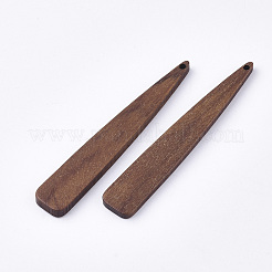 未染色のクルミ材の大きなペンダント  ティアドロップ  サドルブラウン  54x9x3mm  穴：1.2mm&nbsp;WOOD-T023-02