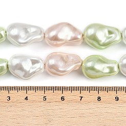 電気メッキガラスビーズ連売り  模造パール  ナゲット  ミックスカラー  20~22x15~16mm  穴：1.2mm  約24個/連  15.55~15.94''（39.5~40.5センチメートル）&nbsp;GLAA-H039-07B