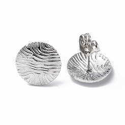 Non-Tarnish 304 Stainless Steel Textured Flat Round Stud Earrings for Women&nbsp;EJEW-F300-02P