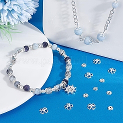 48個、4つのスタイル、925つのスターリングシルバービーズキャップ  マルチ花弁  花  銀  5~8x1.2~2mm  穴：0.7~1.2mm  12個/スタイル&nbsp;STER-PH0002-35