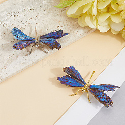 Dragonfly Alloy Electroplated Natural Tourmaline Display Decorations&nbsp;DJEW-WH20002-15G