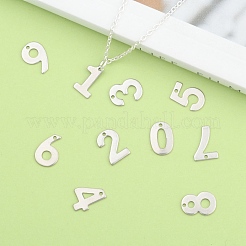 変色しにくい201ステンレススチールの数字チャーム  混成  11x5.5~8x0.5mm  穴：1mm&nbsp;STAS-S035-M