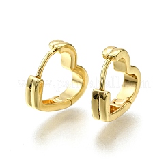 Heart Brass Hoop Earrings&nbsp;LS-EJEW-H157-05G