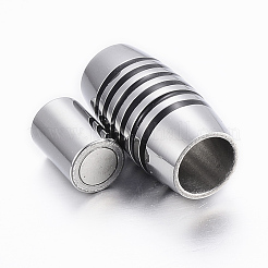 滑らかな304ステンレススチール製のマグネット留め具と接着端  エナメル  バレル  ステンレス鋼色  21x10.5mm  穴：6mm&nbsp;STAS-H402-57P-6mm