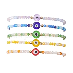 Handmade Evil Eye Lampwork & Glass Beads Stretch Bracelets for Women&nbsp;BJEW-JB12510