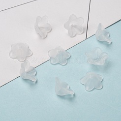 透明なアクリルビーズ  艶消し  花  ホワイト  13x7mm  穴：1mm  約1865個/500g&nbsp;PL560-1