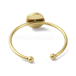 304ステンレススチールパッドリングセッティング  ラウンド  ゴールドカラー  トレイ：6mm  内径：17mm&nbsp;RJEW-H221-01G-01