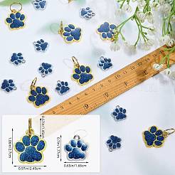 輝くパウダーペンダント付き30色合金2個  ペットの犬の足跡  ミックスカラー  27x24.5x2.5mm  穴：13mm&nbsp;FIND-SZ0003-89