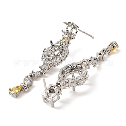 Rack Plating Brass with Cubic Zirconia Stud Earrings Finding&nbsp;KK-Z085-11P
