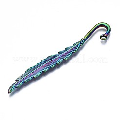 合金のブックマーク  カドミウムフリー＆ニッケルフリー＆鉛フリー  葉  虹色  80x13x2.5mm  穴：1.8mm&nbsp;PALLOY-N163-063-NR
