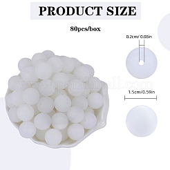 ラウンドシリコンフォーカルビーズ80個  ホワイト  15mm  穴：2mm&nbsp;SIL-SZ0001-24-18
