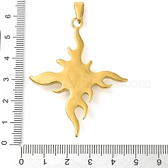 304ステンレススチール製ビッグペンダント  アクリルラインストーン付き  太陽のチャーム付き十字架  ゴールドカラー  暗赤色  55.5x46x6.5mm  穴：10x4.5mm&nbsp;STAS-R229-02D-G