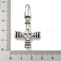 バイキング 316 サージカルステンレスペンダント  ピュータードラゴン トールのハンマーチャーム  アンティークシルバー  45.5x25.5x7mm  穴：4.5x7mm&nbsp;STAS-E212-100AS