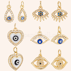 10Pcs 5 Styles Brass Micro Pave Cubic Zirconia Charms&nbsp;KK-BBC0019-55