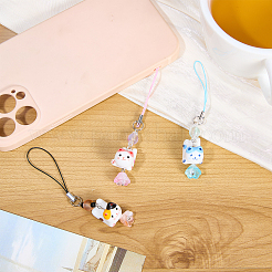 3Pcs Handmade Lampwork & Glass Mobile Straps&nbsp;HJEW-JOY00006