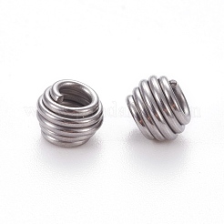 変色しにくい304ステンレススチールスプリングビーズ  ロンデル  ステンレス鋼色  7x5.5mm  穴：3.5mm&nbsp;STAS-L224-006P