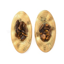 Oval Stainless Steel Stud Earrings&nbsp;EJEW-D303-01G-01