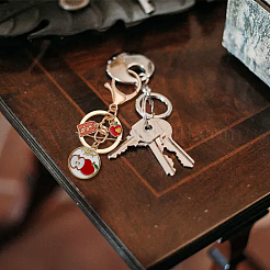 6Pcs 6 Style Fruit Alloy Enamel Pendant Keychain with Lucky Charm&nbsp;KEYC-DR0001-08