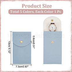 5Pcs 5 Colors Rectangle Imitation Leather Single Watch Storage Bag&nbsp;ABAG-NB0002-02
