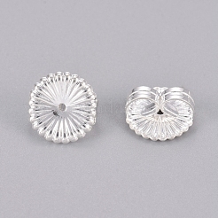 真鍮ピアスキャッチ  ニッケルフリー  ポスト イヤリングのバタフライ イヤリング バック  花  銀色のメッキ  9x4.5mm  穴：0.8mm&nbsp;KK-L198-008S