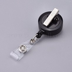 聴診器模様ガラス格納式バッジリール  ナースバッジクリップ  ID名バッジホルダー  鉄ワニ口クリップ付き  ブラック  85mm  フラットラウンド：43x32x21mm&nbsp;AJEW-F041-02G