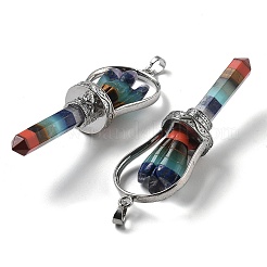 Chakra Natural Mixed Stone Pointed Big Pendants&nbsp;KK-H491-01P-01
