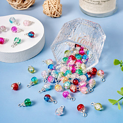78Pcs 13 Colors Transparent Spray Painting Crackle Glass Charms&nbsp;PALLOY-TAC0088