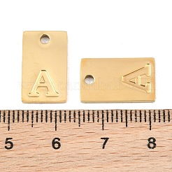 304ステンレスペンダント  文字チャーム付き長方形  18KGP本金メッキ  イオンプレーティング（ip）  文字a  16x10x1.4mm  穴：1.8mm&nbsp;SA-CBA1839-21G-A