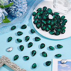 ポインテッドバックガラスラインストーンカボション110個。  多面カット  ティアドロップ  med.emerald  18x13x5mm&nbsp;RGLA-HY0001-05B