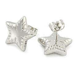 変色しない304ステンレススチール製スタッドピアス（女性用）  スター  ステンレス鋼色  14.5x15mm&nbsp;EJEW-S227-36P