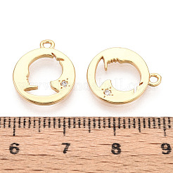 Brass Micro Pave Clear Cubic Zirconia Pendants&nbsp;KK-T078-09G-02