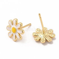 Enamel Daisy Flower Stud Earrings&nbsp;EJEW-G341-04G