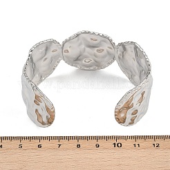 女性用ハンマー加工304ステンレススチール製カフバングル  フラットラウンド  ステンレス鋼色  内径：2-5/8インチ（6.55cm）&nbsp;BJEW-P362-02P