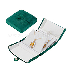 ベルベットジュエリーペンダントパッケージボックス  正方形  ティール  9.9x9.9x4.55cm&nbsp;CON-WH0086-163A